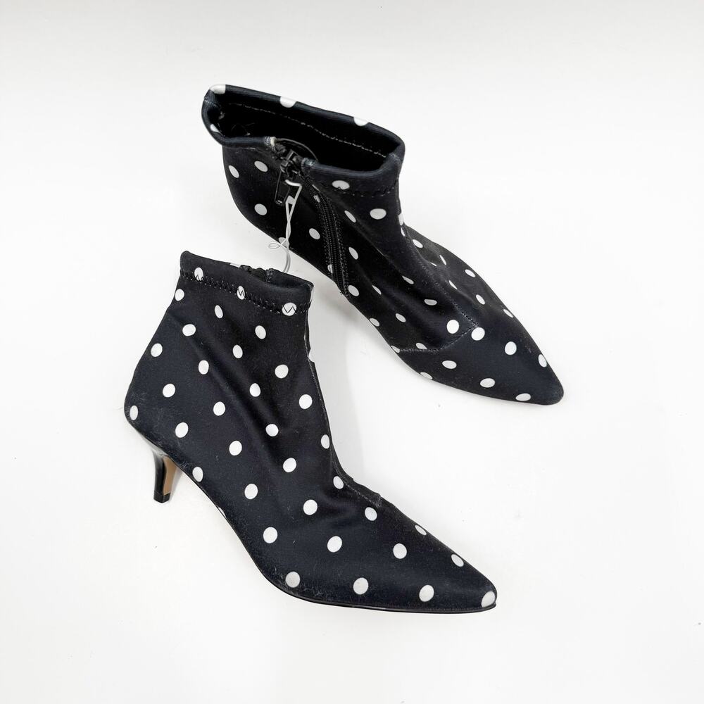 Betsey Johnson Boots Womens SZ 5 NEW Verona Ankle B&W Polka Dot Kitten Heel NWOT